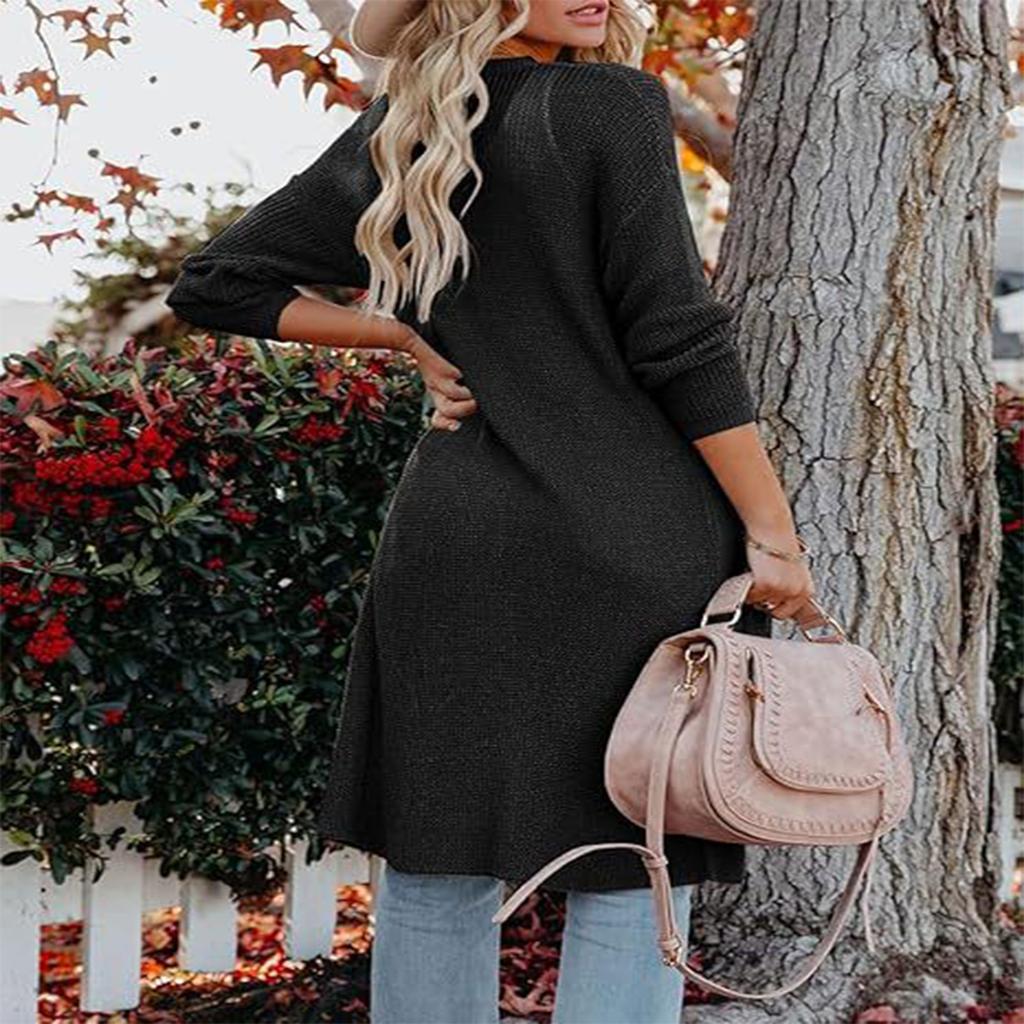 Fashionable Women's Long Knitted Sweater Cross-border  Winter Knitted Jacket