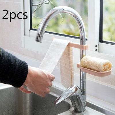 2'si 1 arada Çok Fonksiyonlu Lavabo Depolama Rafı Sünger Bez Sabun Kutusu Kombinasyon Cihazı 1 takım/2 adet