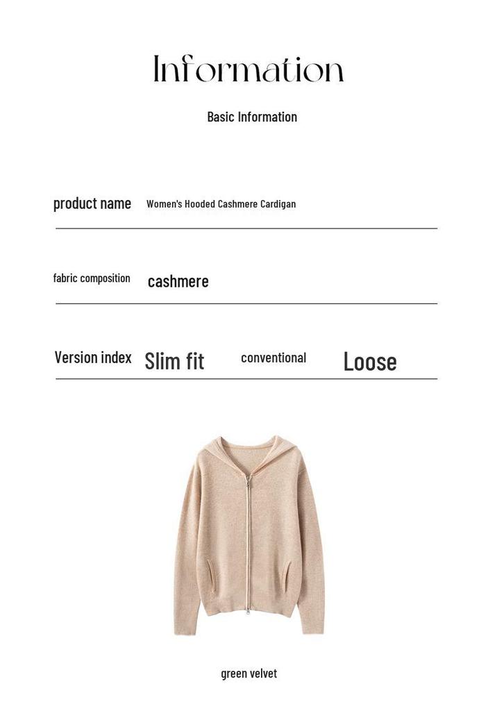 Women's Heavyweight Cashmere Hooded Cardigan - Soft, Elegant Autumn/Winter Outerwear Sweater