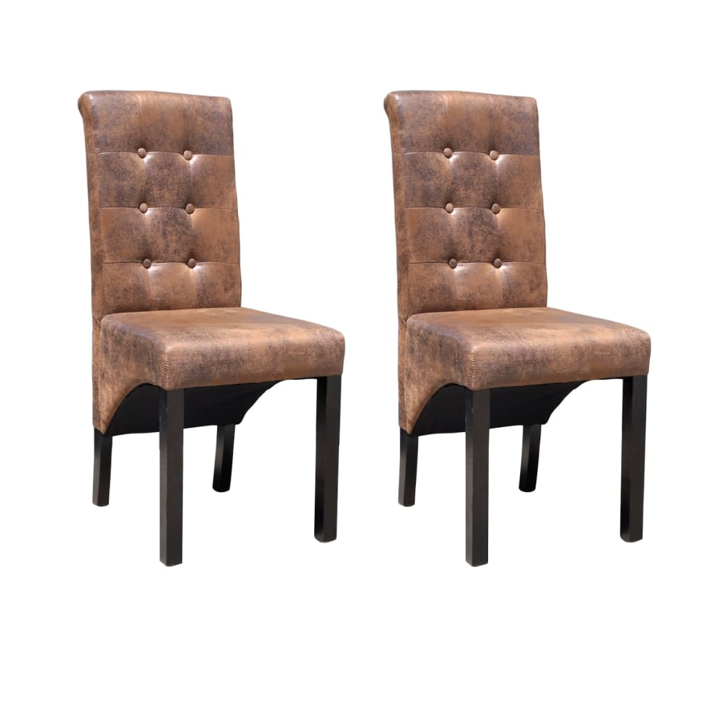 Dining Chairs 2 Pcs Brown Faux Leather