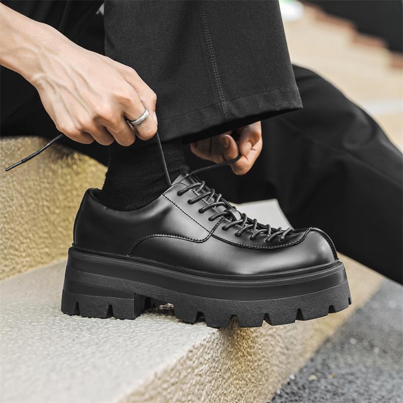 New men's platform small leather shoes casual versatile sports British style shoes heightening big head men's shoes 24312-J