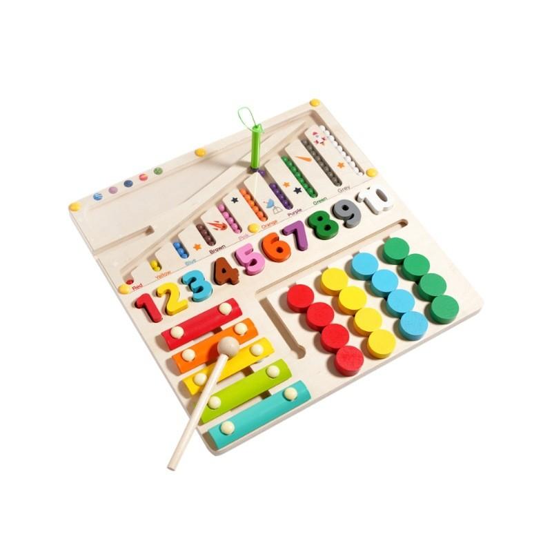 Magnetic Wooden Interactive Puzzle Board Kids Hand Eye Coordination Education