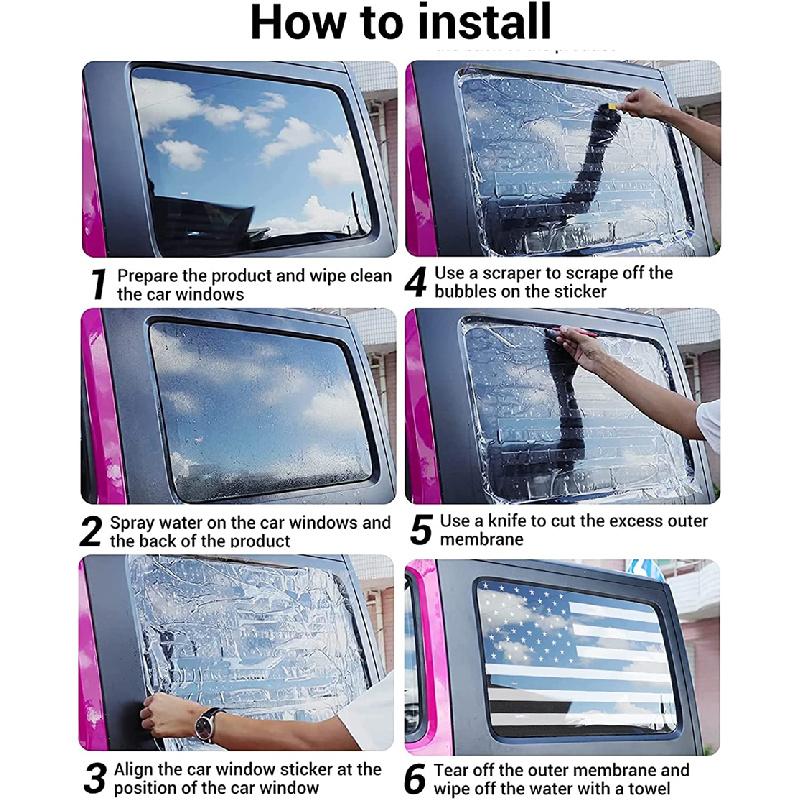 Matowa Czarna Naklejka na Tylną Szybę z Flagą Amerykańską Dla Wranglera Jl 4-Drzwiowego 2018-2022