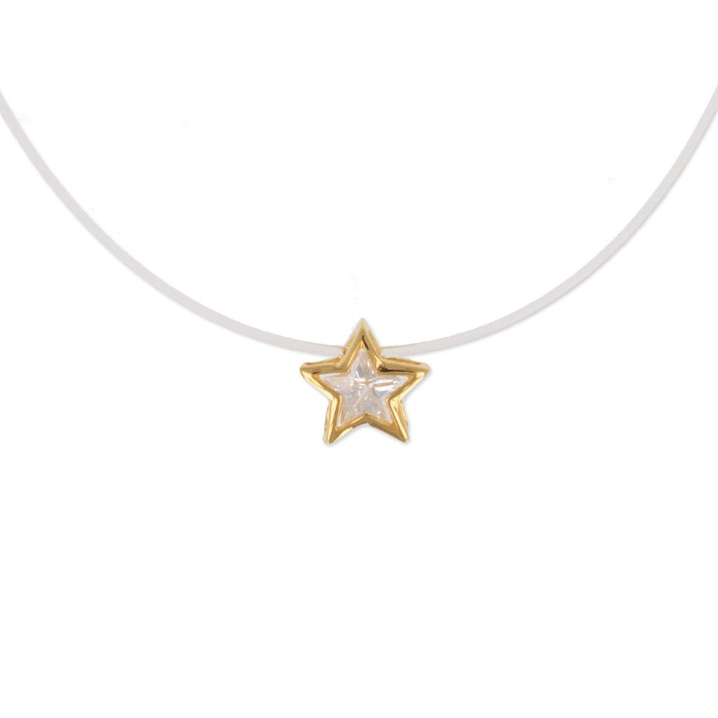 Les Trésors De Lily [R7215] - Gold Plated Necklace 'Star' White Gold - 40 Cm - 8 Mm