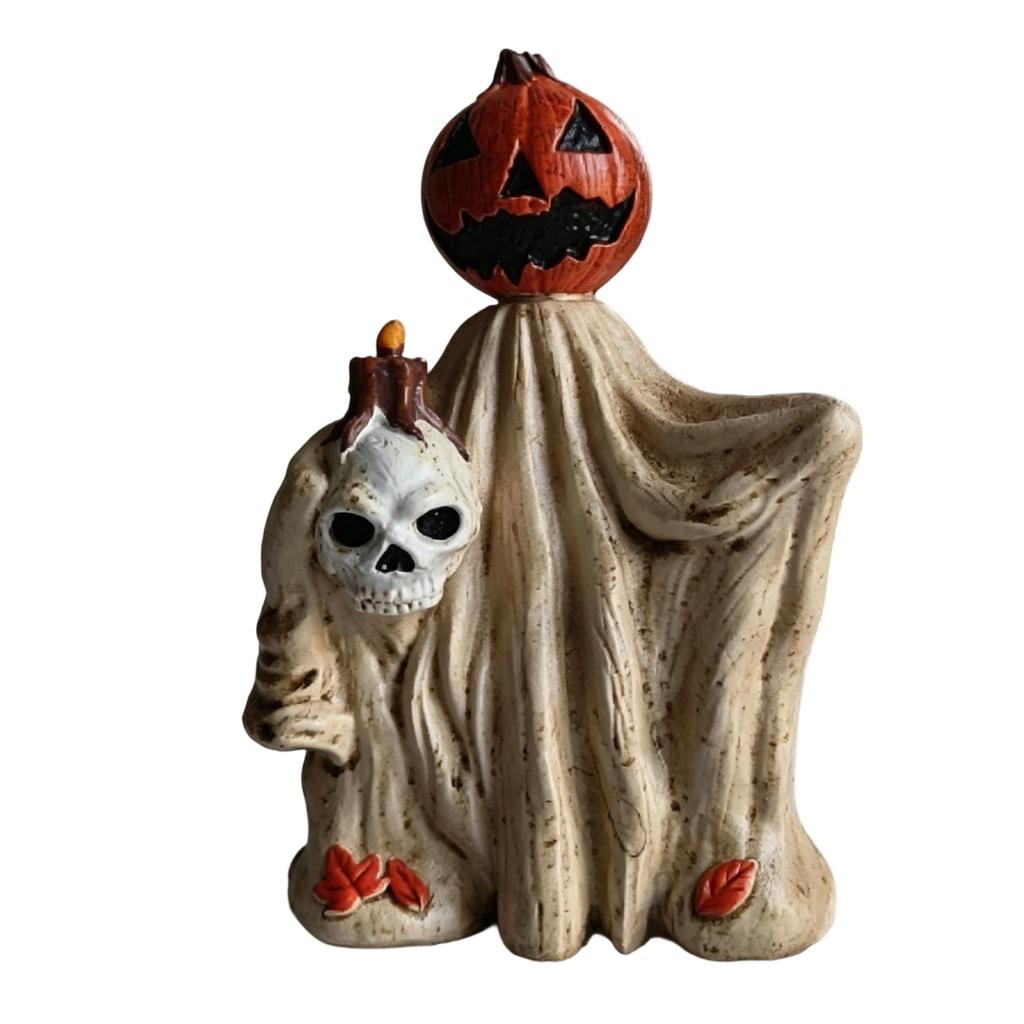 Resin Pumpkin In Cloak Halloween Home Decor Tabletop Ornament for Shelf Mantel