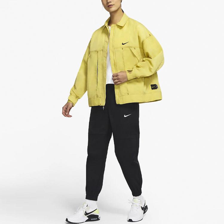 Nike Sportswear Swoosh Solid Logo Print Polo Jacket Women Jackets Bright-Yellow DM6204-304