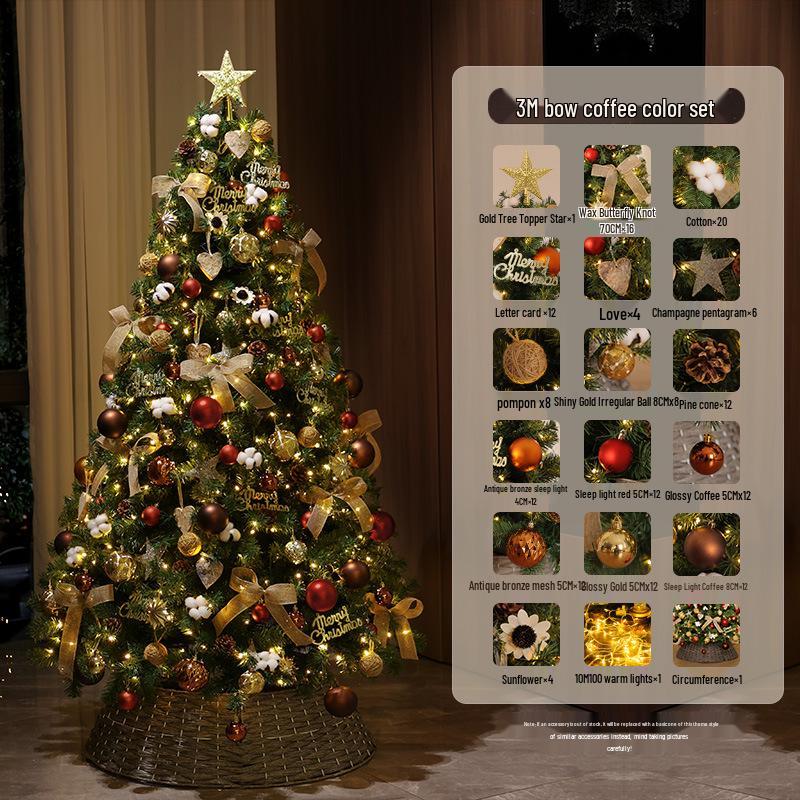 Large Encrypted Flickering Christmas Tree Ornament Set for Living Room Decor