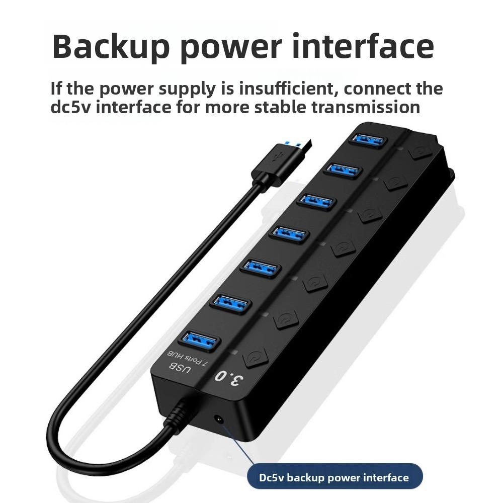 Independent Switch USB 3.0 Hub 7 In 1 USB High-speed Extender  for Laptop/Computers/Keyboard/U Disk