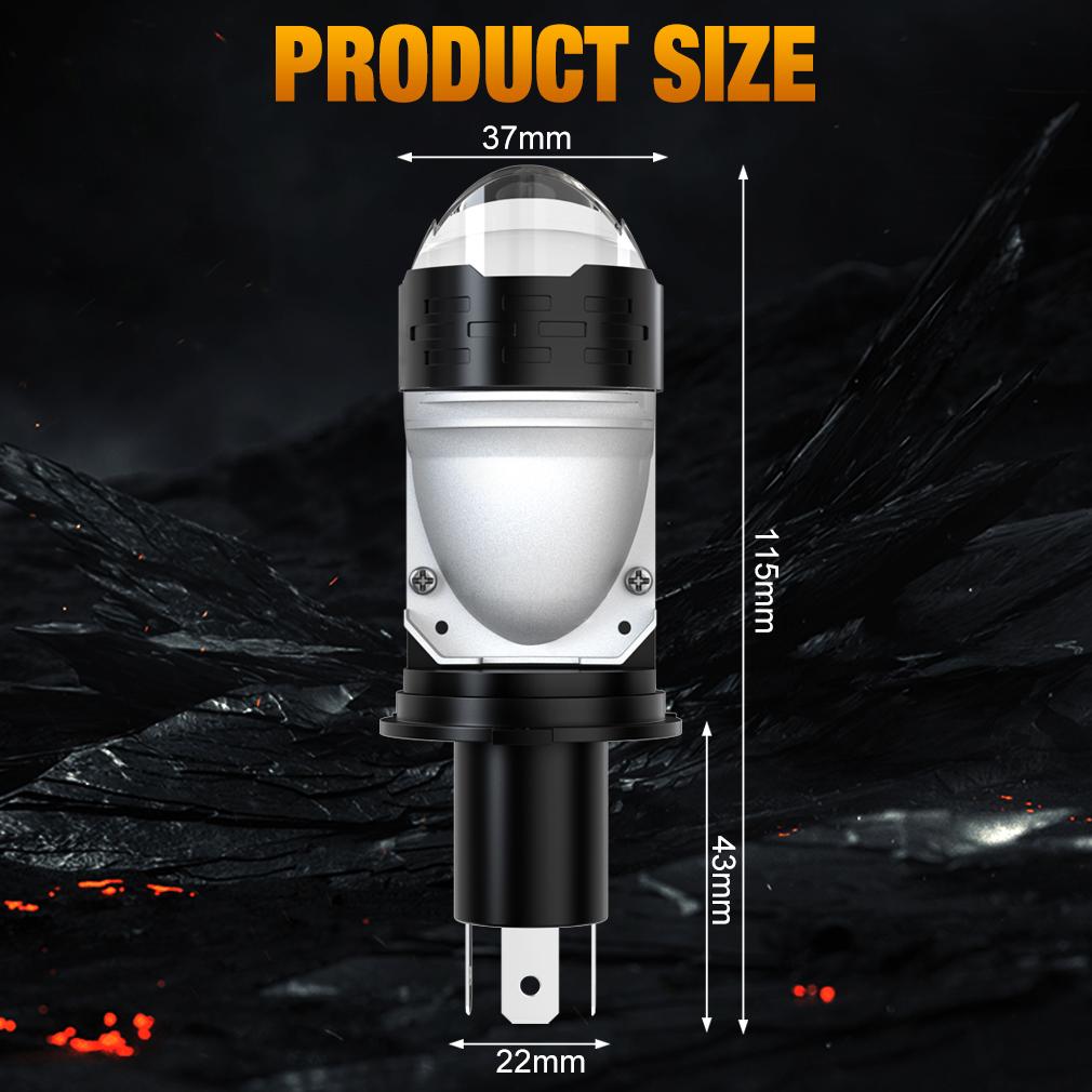2Pcs H4 LED Dual Projector Lens Car Headlight Bubs Kit Motorcycle Canbus 90W 30000LM High Low Beam Light W/ Turbo Moto Lamp LHD 6000K White