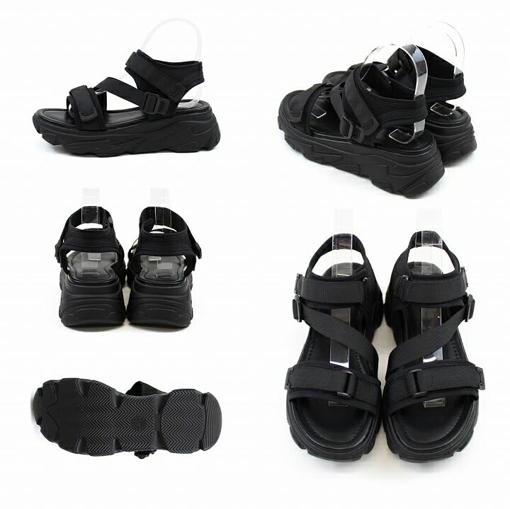 Vivian Sports Sandals with and Thick Size M Women's Straps, Velcro, Soles, V45510SM, Beige, (23.0-23.5)