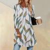 Women's Fashion Casual Three-quarter Sleeve Long Floral Print Round Neck Top