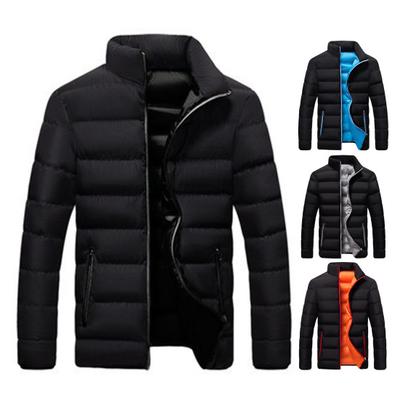 Männer Baumwolle Jacke Herbst Winter Warme Kontrast Farbe Lange Ärmel Stehkragen Zipper Tasche Casual Lose Fit Männlichen Mantel Outwear