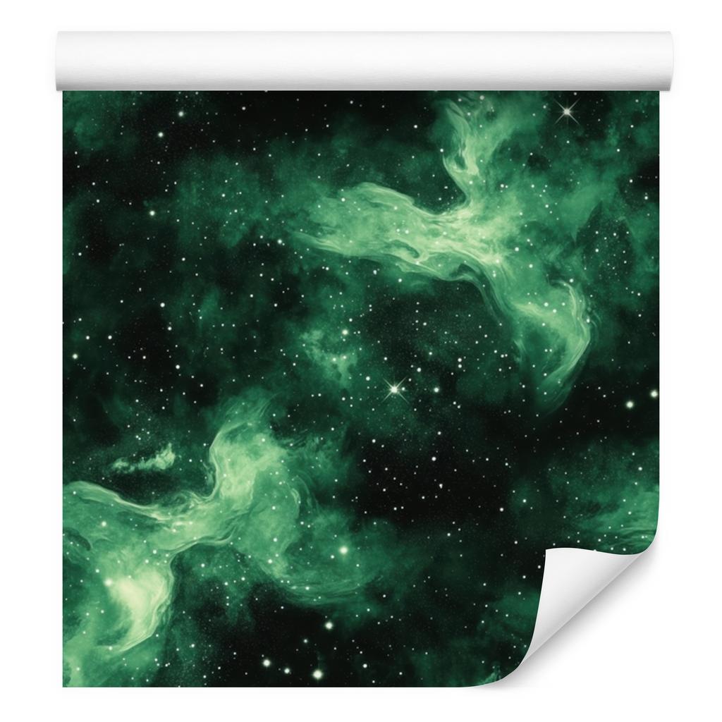 Watercolor Galaxy Wallpaper Sea Green and Black 50x1000