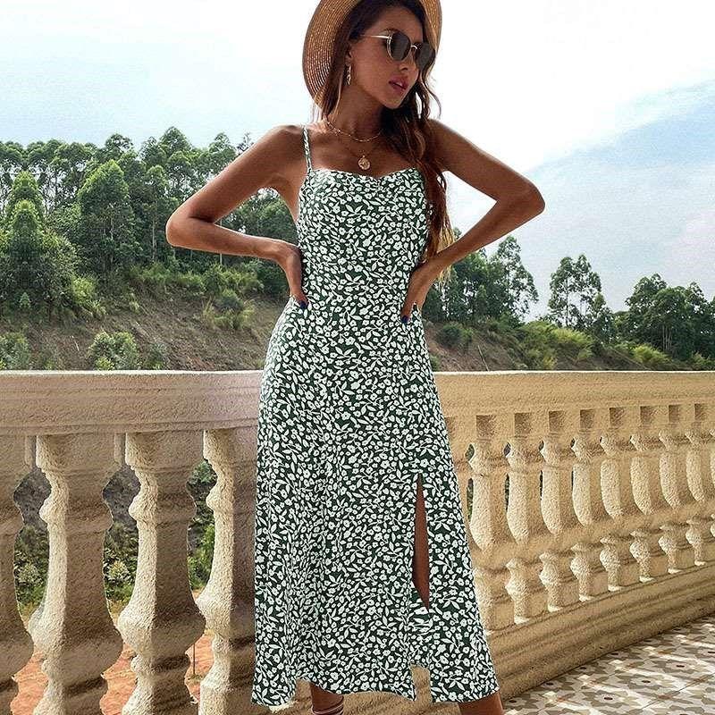 Summer New Floral Slip Ress Slimfit Slit Ress Womens Cloth