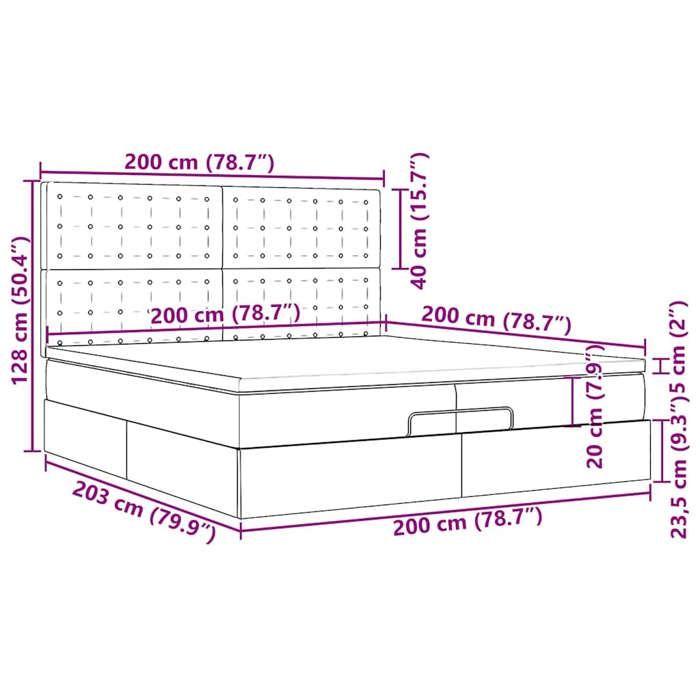 VidaXL Ottoman Bed Frame with Mattress Black 200x200cm Fabric, Bed Frame, Upholstered Bed Frame, Ottoman Bed Frame 3313350