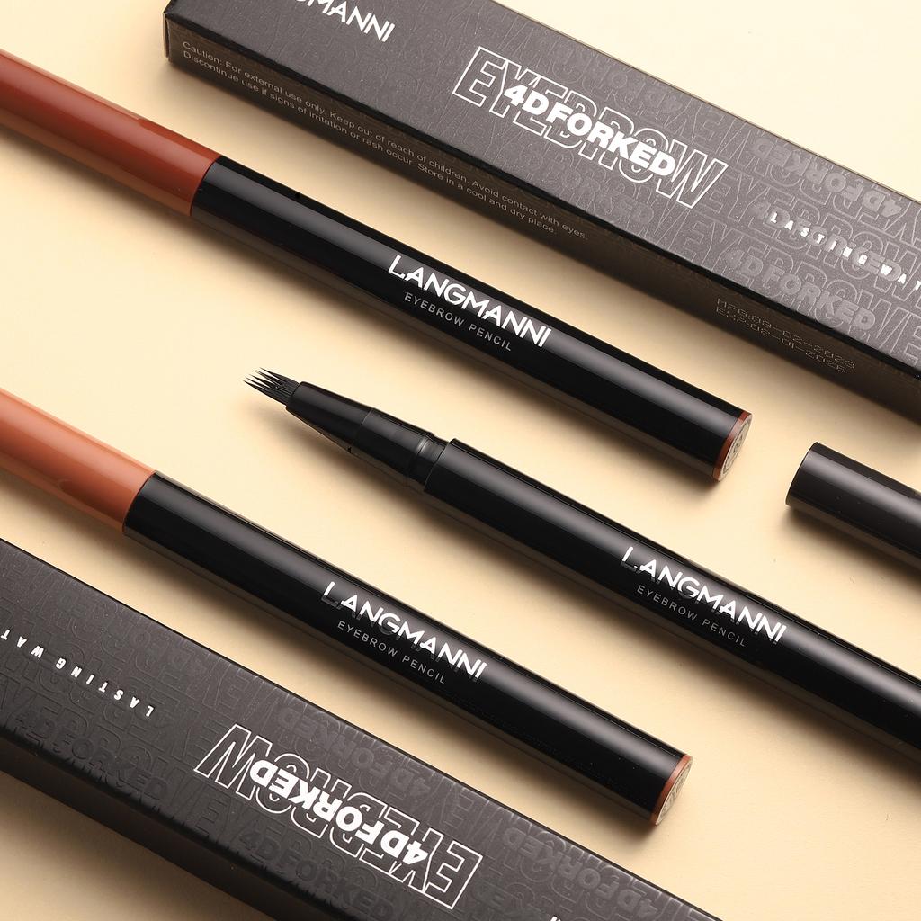 Langmanni Three-color Four-claw Eyebrow Pencil Three-dimensional Natural Not Easy To Smudge Lasting Smooth
