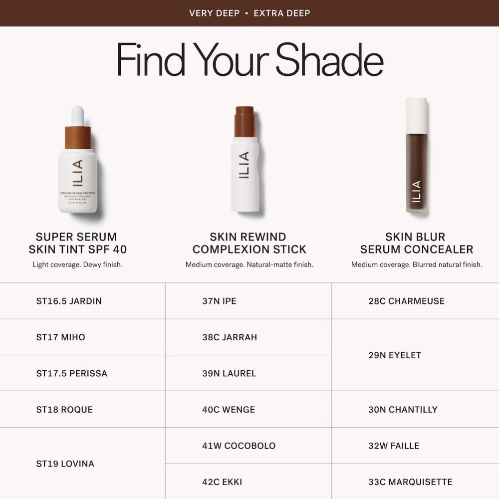 Ilia Skin Blur Serum Concealer With 12 Hour Wear .2 Fl Oz 6ml Jersey 34n Extra Deep With Neutral Undertones