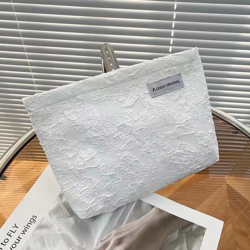 Colorful Stripes Corduroy Cosmetic Bag Portable Travel Toiletry Bag Skincare Sundries Aesthetic Makeup Storage