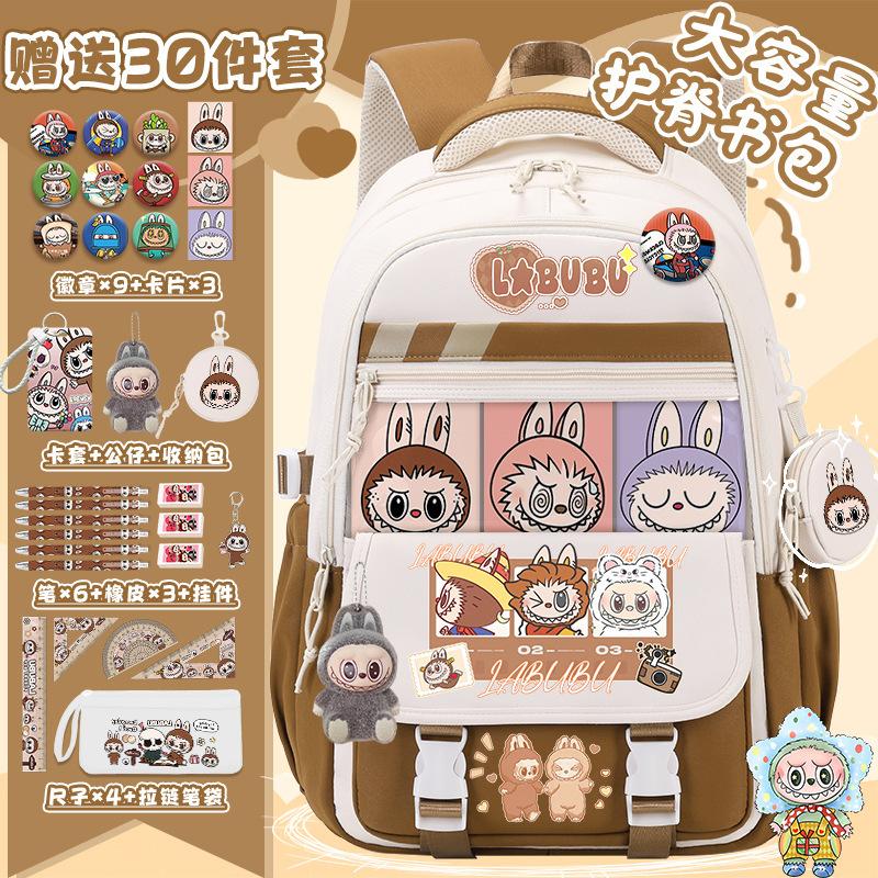 School bag for primary school students, large-capacity burden reduction and decompression backpack--grade cartoon spine protection backpack