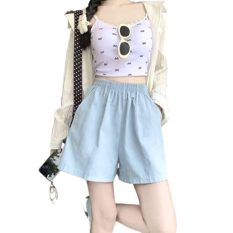 Petite Women's Korean Style Wide-Leg Summer Workwear Shorts