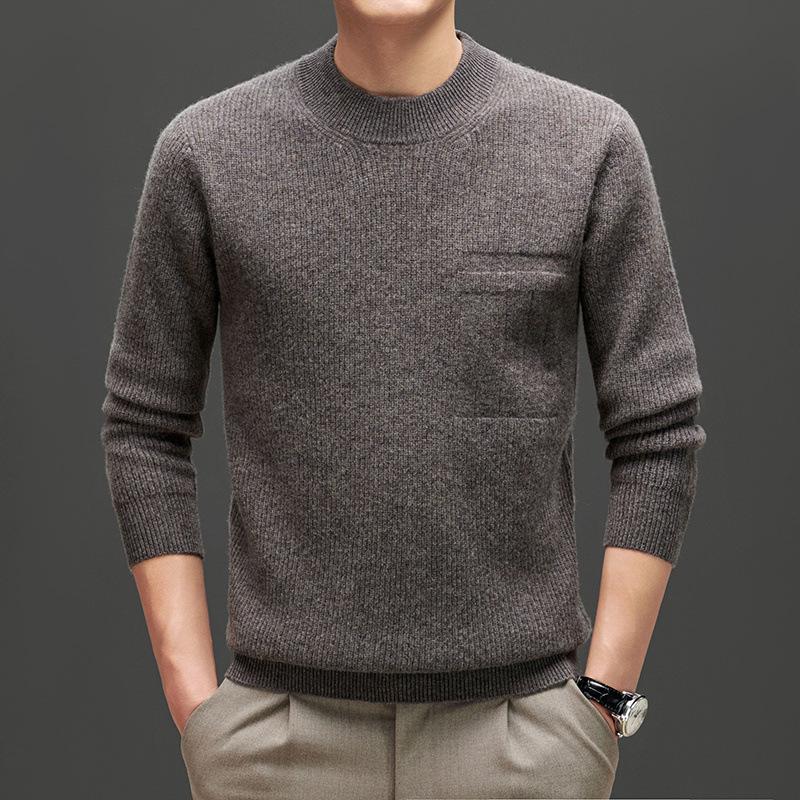 Men's 2025 Winter Wool Sweater: Fashionable Korean Style, Loose Fit, Thickened Round Neck for Middle-Aged and Young Men.