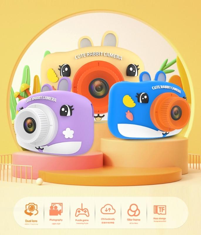H9S Child Friendly Digital Camera Easy To Use Kids Educational Toy Camera 2.0in IPS Screen 8.0X Zooming Support OTG