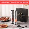 Rechargeable Electric Salt and Pepper Grinder Set with Holder - Nicely Packaged Giftable - No Battery Needed - Automatic Pepper Mill & Adjustable