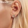 BAMOER Solid 925 Sterling Silver Ginkgo Leaf Hoop Earrings for Women Teens Small Hoop Earrings Pretty Flowers Huggie Jewelry