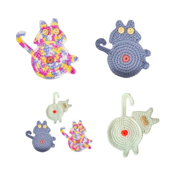 Ručně tkané podložky pod hrnky s kočičkami Roztomilé pletené podložky pod kávu ve tvaru kočky Ochrana stolní desky Izolační podložka pro domácí kancelář Dekorace