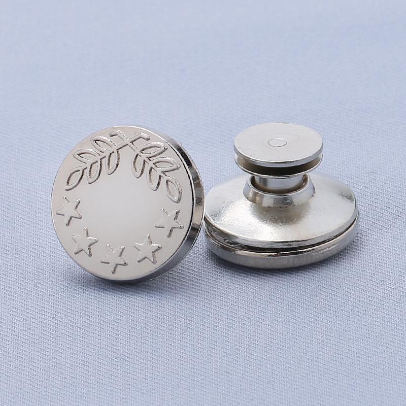 Adjustable 17MM Metal Waist Slimming I-Shaped Jeans Button - Detachable and Nail-Free