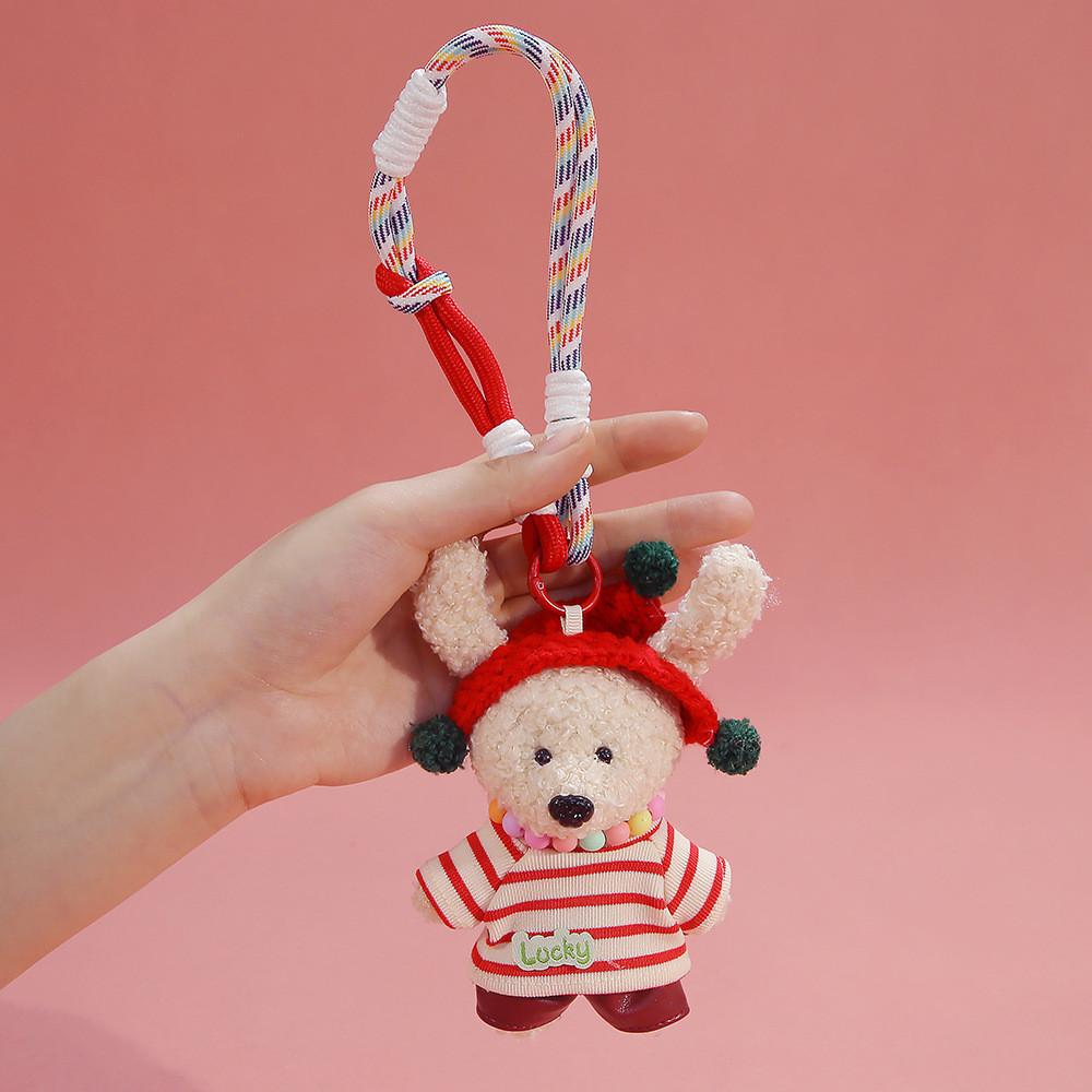 

Plush Bear Keychain With Polyester Fiber Soft Toy For Bag Decoration And Gift Red Teddy