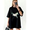 Oversized T Shirt Dress Black Horse Print Casual Streetwear Fashion Women Summer Outfit