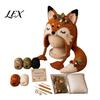 Family Craft Night Activities Animal Hat Crochet Kit, Fantasy Hood DIY Cute Ergonomic Tool Set Unicorn Fox Frog Earflap Crafting Kit for Adults Teens