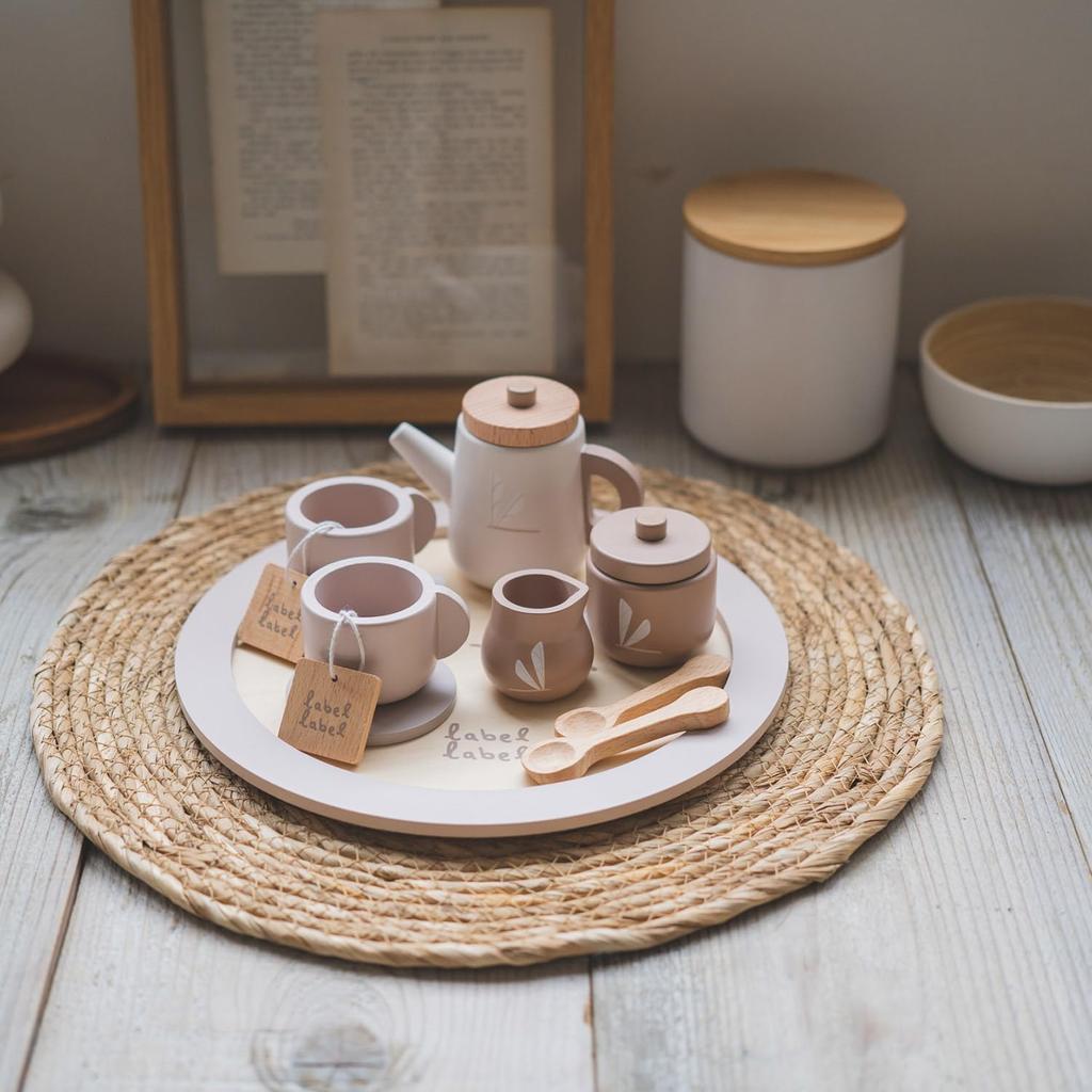 LabelLabel Tea Set, Pretend Play Kitchen, Wooden Toy, Educational Toy, Tea Party, Tea Time, Girls