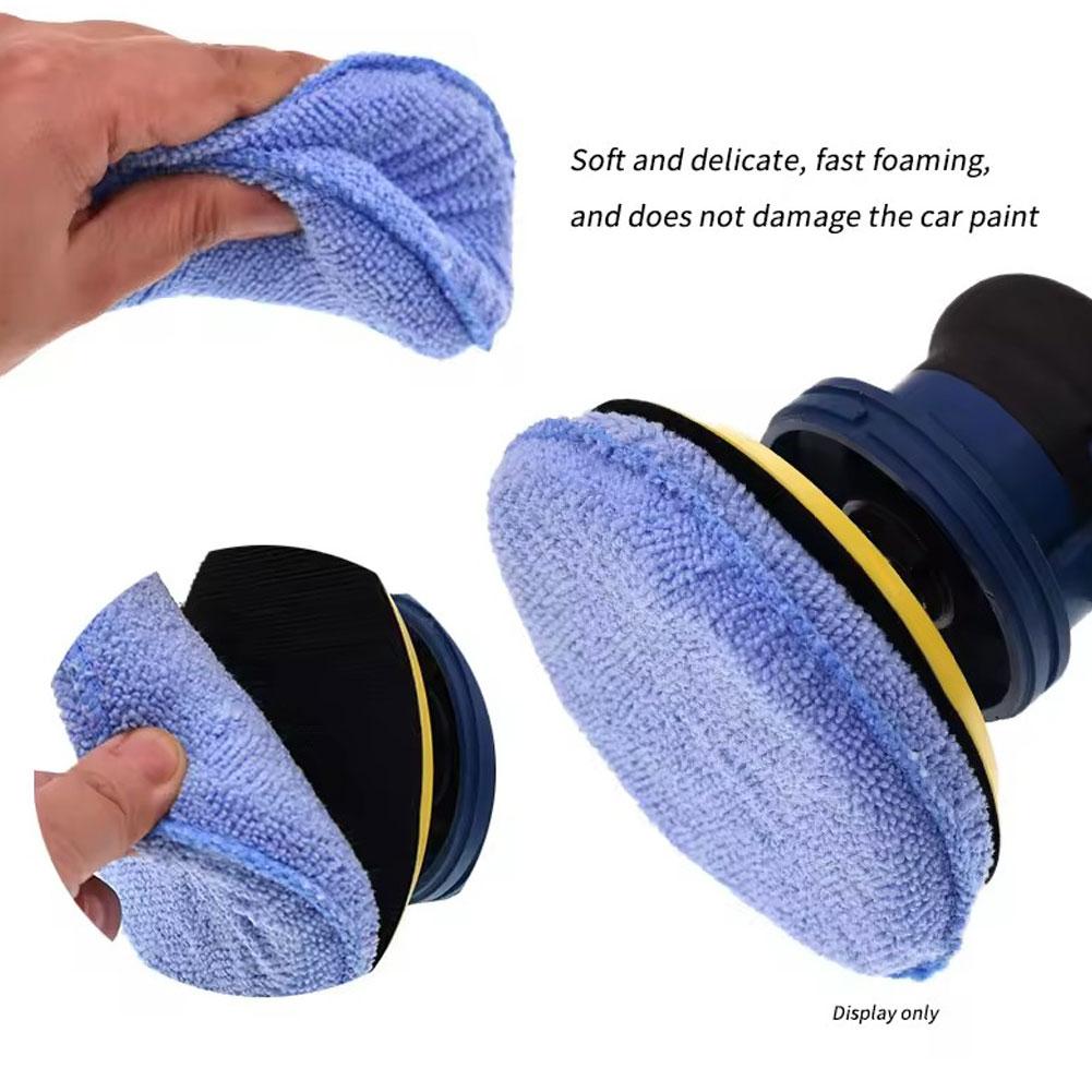 2Pcs Car Waxing Polish Sponges Round Pocket Microfiber Applicator Pads Foam Sponge for Auto Cleaning Washing Detailing Care