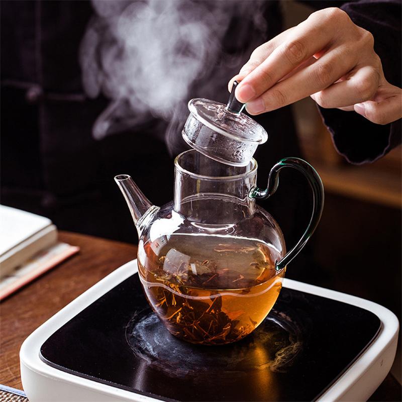 570ml High Borosilicate Glass Teapot Heat Resistance Tea Kettle Teaware Fruit Flower Tea Brewing Tea Set