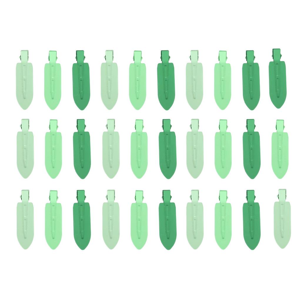 30PCS Leaf Shape Hair Duck Clips Creaseless Hair Barrettes Hairdressing Styling Accessories for Makeup Green