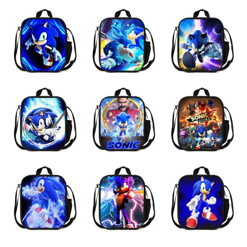 Sonic Hedgehog Lunch Box Bag Stylish Shoulder Bag For Kids Adults Large Capacity Travel Bag
