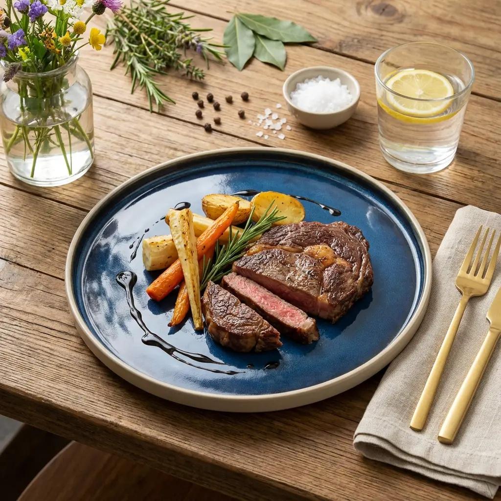 CERAMIC DINNER PLATE 1 pc. NAVY BLUE SET FOR SERVING DISHES 26.5 CM