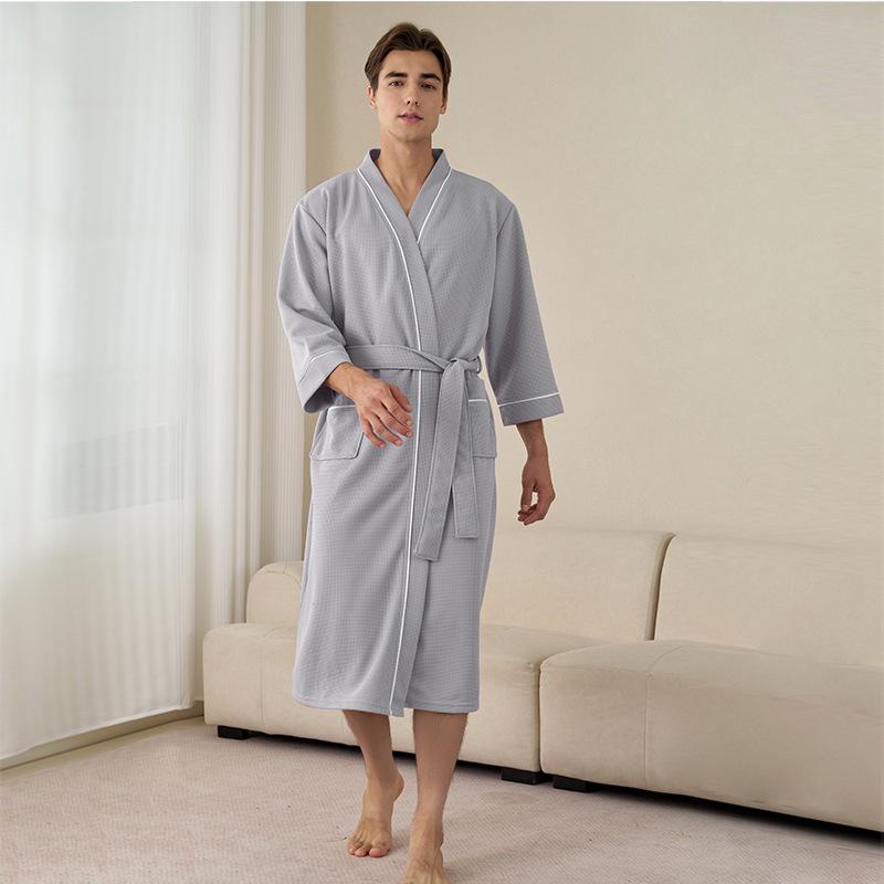 Accappatoi Waffle per Coppia Primavera/Estate: Pigiama Yukata Taglie Forti da Uomo e da Donna, Ampio, Assorbente, Traspirante per Tutte le Stagioni.
