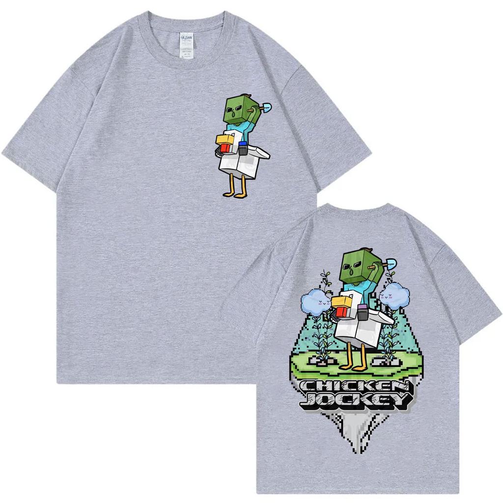 Chicken Jockey Game Cartoon Graphic T Shirts Men Women Y2k Fashion Short Sleeve Tshirt High Quality Cotton Clothing Tshirts