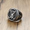 Vintage Coppercolor Signet Sigil Of Lucifer Ring For Men Seal Of Satan Male Jewelry