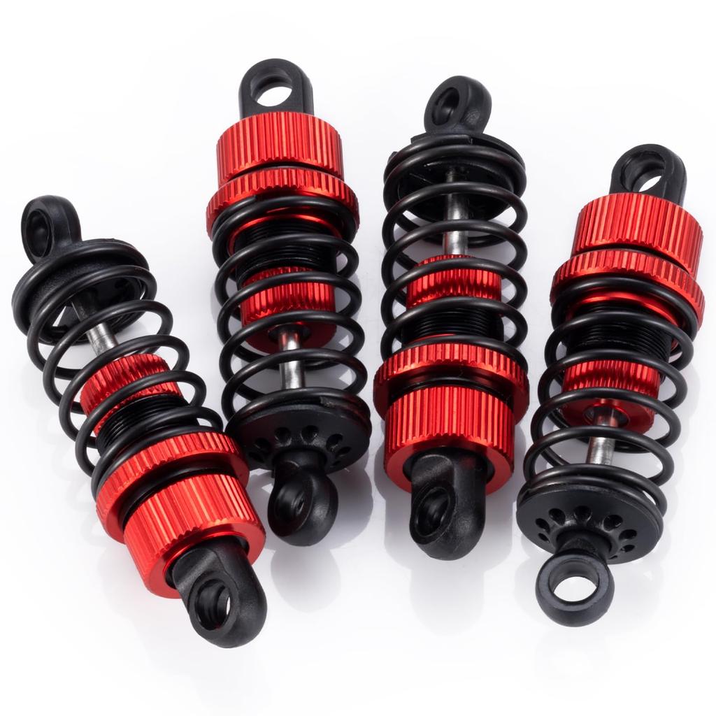 TRZX 4pcs RC Shock Absorbers, Front and Rear Shock Absorbers, 55mm and 62mm, Upgrade Parts for Tamiya TT02 1/10 RC Drift Car (55mm Red)