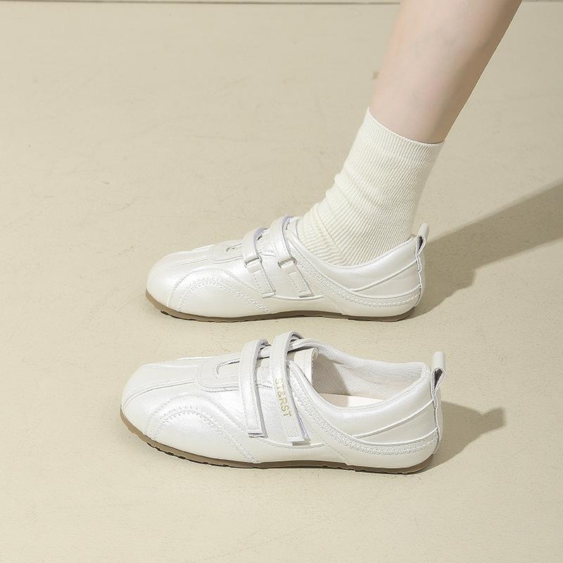 2025 new retro red French Mary Jane shoes women's Velcro casual ballet single shoes flat shoes women