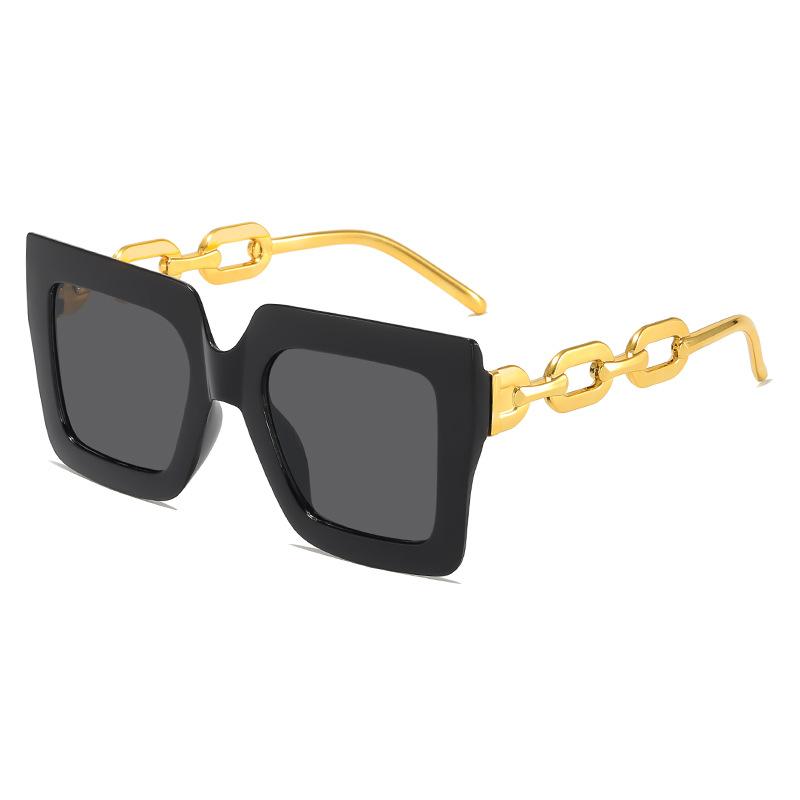 New Fashion Luxury Cat Eye Chain Temple Sunglasses Women Men Uv Protection Summer Trendy Eyewear Travel Driving Shades