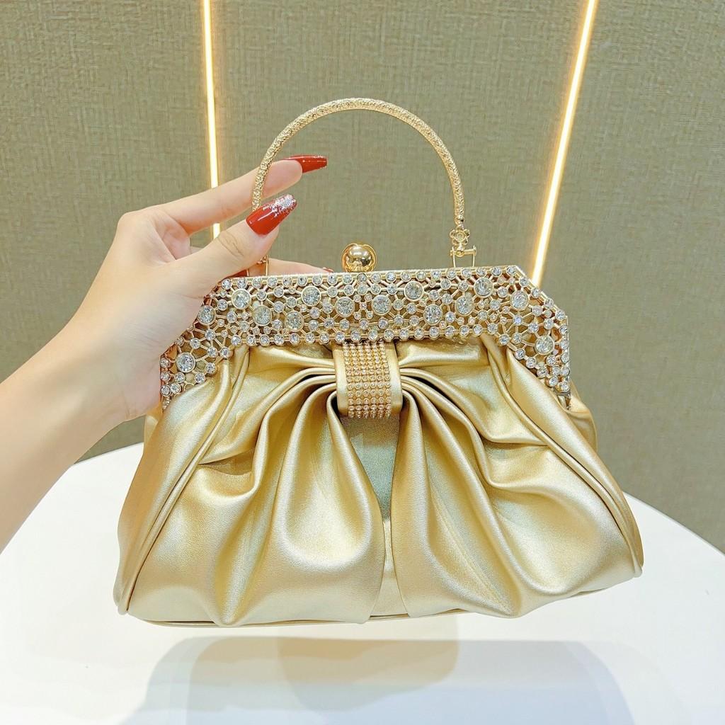 Womens Clutch Evening Bag With Rhinestone Embellishments For Party And Cocktail Events