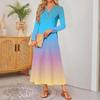 women gradient Print long-sleeved comfortable loose dress Elegant dress