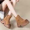 Martin Boots Inner Height Increase Women's Shoes Autumn and Winter New Leather Boots 10CM Shoes Platform Casual Shoes Short Boots Tide A5056