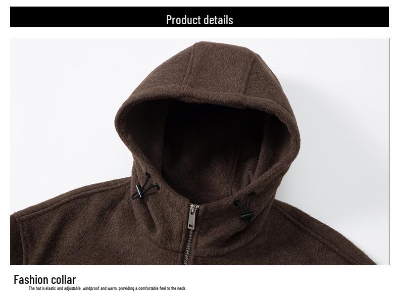 Men's Winter Thick Wool Hooded Zipper Jacket