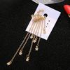 Women Fashion Shiny Star Design Tassel Long Earrings